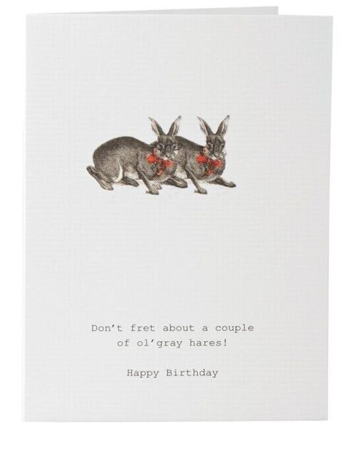 Tokyomilk Don'T Fret (Gray Hares) - Greeting Card