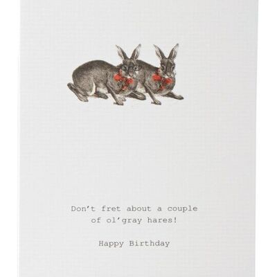 Tokyomilk Don'T Fret (Gray Hares) - Greeting Card