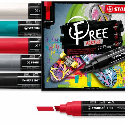 Marker - Kartonetui x 5 STABILO FREE Acryl T800C - Set 2 „Bold“