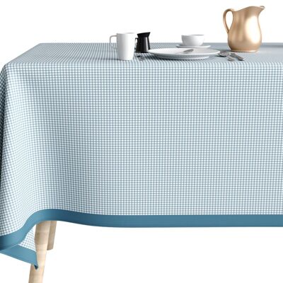 ANTI-STAIN COTTON TABLECLOTH 140X300 VICHY BLUE