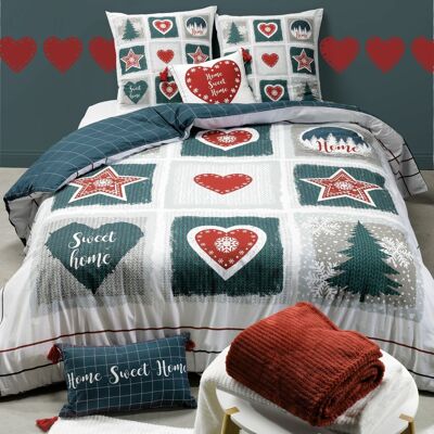 DUVET COVER SET 100% COTTON 3PCS 240X220CM HOME SWEET HOME