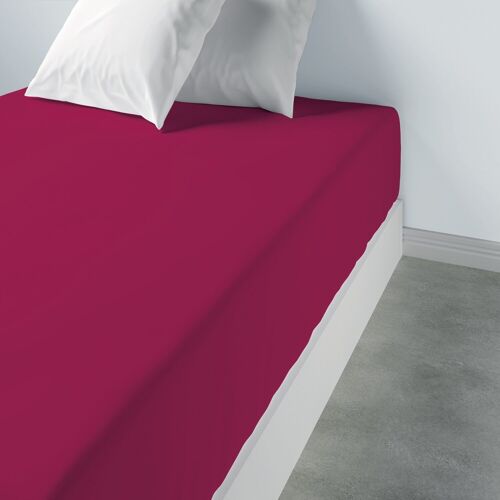 DRAP HOUSSE 140X190CM BONNET:35CM 100%COTON 115G 57FILS CERISE