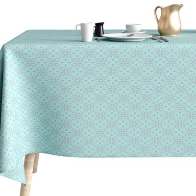 Blaue Flocken-Tischdecke, 150 x 250 cm, 100 % Polyester