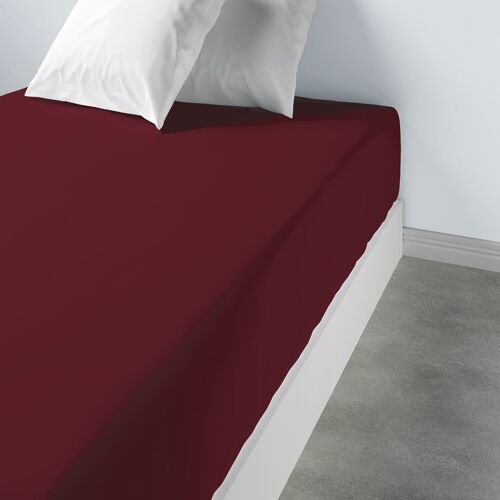 DRAP HOUSSE 140X190CM 100% COTON 57FILS/CM2 GRENAT