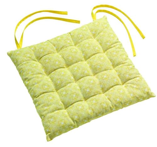 GALETTE DE CHAISE 38X38CM 100% COTON BERBERE JAUNE