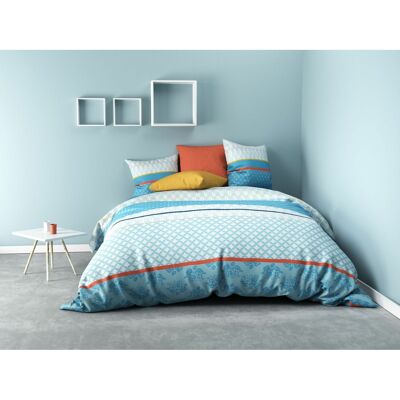 Bettbezug-Set, 3-teilig, 260 x 240 cm, 100 % Baumwolle, 57 Fäden, EVA, Blau