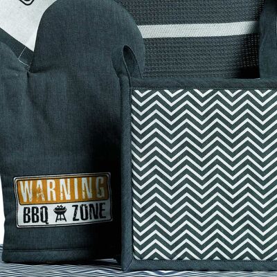 GLOVE + POT GANT 100% COTTON 200GSM BBQ ZONE