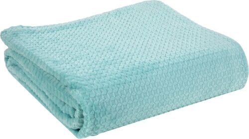 PLAID 160X130CM 100% POLYESTER 260GSM GAUFRETTE AQUA