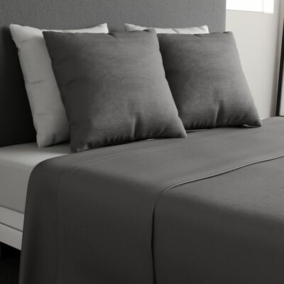 3PCS SHEET SET 100% COTTON 57THREADS 240X300CM + 2 TB DARK GRAY