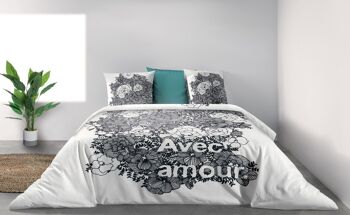 PARURE DE COUETTE 3PCS 240X220CM 100% COTON BIO 47 FILS/CM2-AVEC AMOUR 1