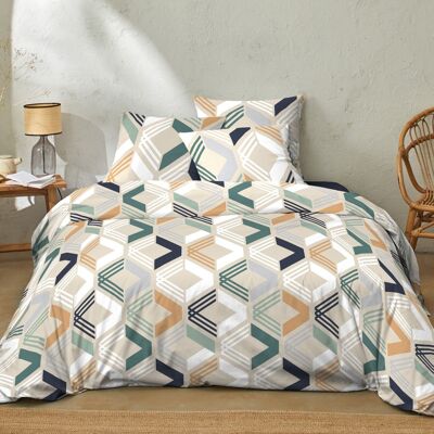 COMPLETO PIUMINO 3 PZ 260X240 CM 100% COTONE 57 FILI MALTA NAVY
