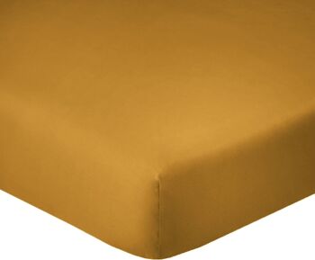 DRAP HOUSSE 90X190CM BONNET 35CM 100% COTON 57FILS JAUNE SAFRAN 2