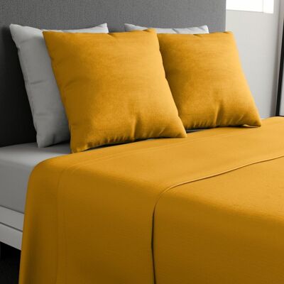 SHEET SET FOR 1 PERSON 100% COTTON 57 THREADS 180X290CM + 1 TO SAFFRON YELLOW