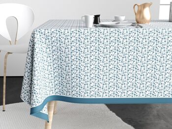 NAPPE COTON ANTI TACHE 140X250 FLEURS DES CHAMPS BLEU 2