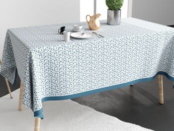 NAPPE COTON ANTI TACHE 140X250 FLEURS DES CHAMPS BLEU 3