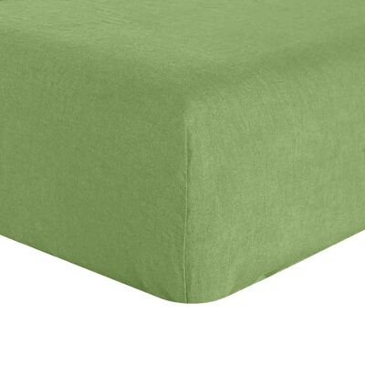 Spannbettlaken 180 x 200 cm, Haube: 30 cm, 100 % gewaschenes Leinen, 160 g Kiwi