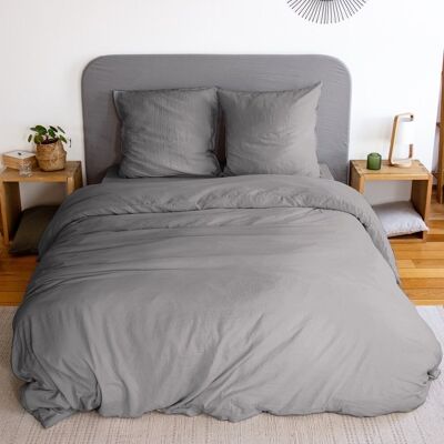 WASHED MICROFIBER SET 240X220cm ANTHRACITE GRAY