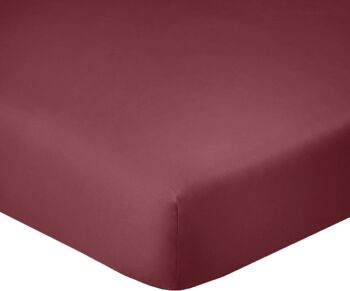 DRAP HOUSSE 100% COTON 180X200CM BONNET 35CM 100% COTON 57FILS CERISE 2