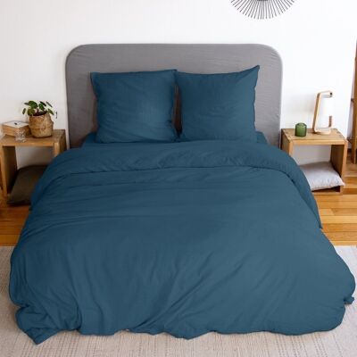 PARURE MICROFIBRE LAVEE 240X220cm BLEU NUIT