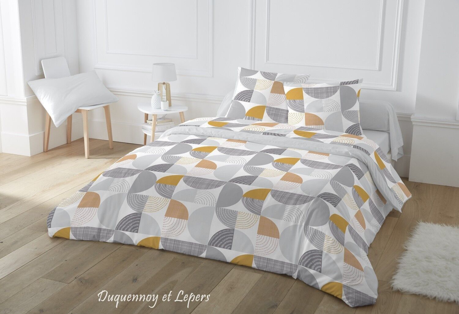 COMPLETO PIUMINO 3 PZ 240X220 CM 100% COTONE 51 FILI JACOME BLU VAPORE