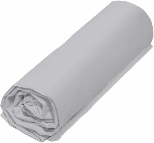 DRAP HOUSSE 180X200CM BONNET 30CM 100%COTON BIO 57 FILS/CM2 GRIS