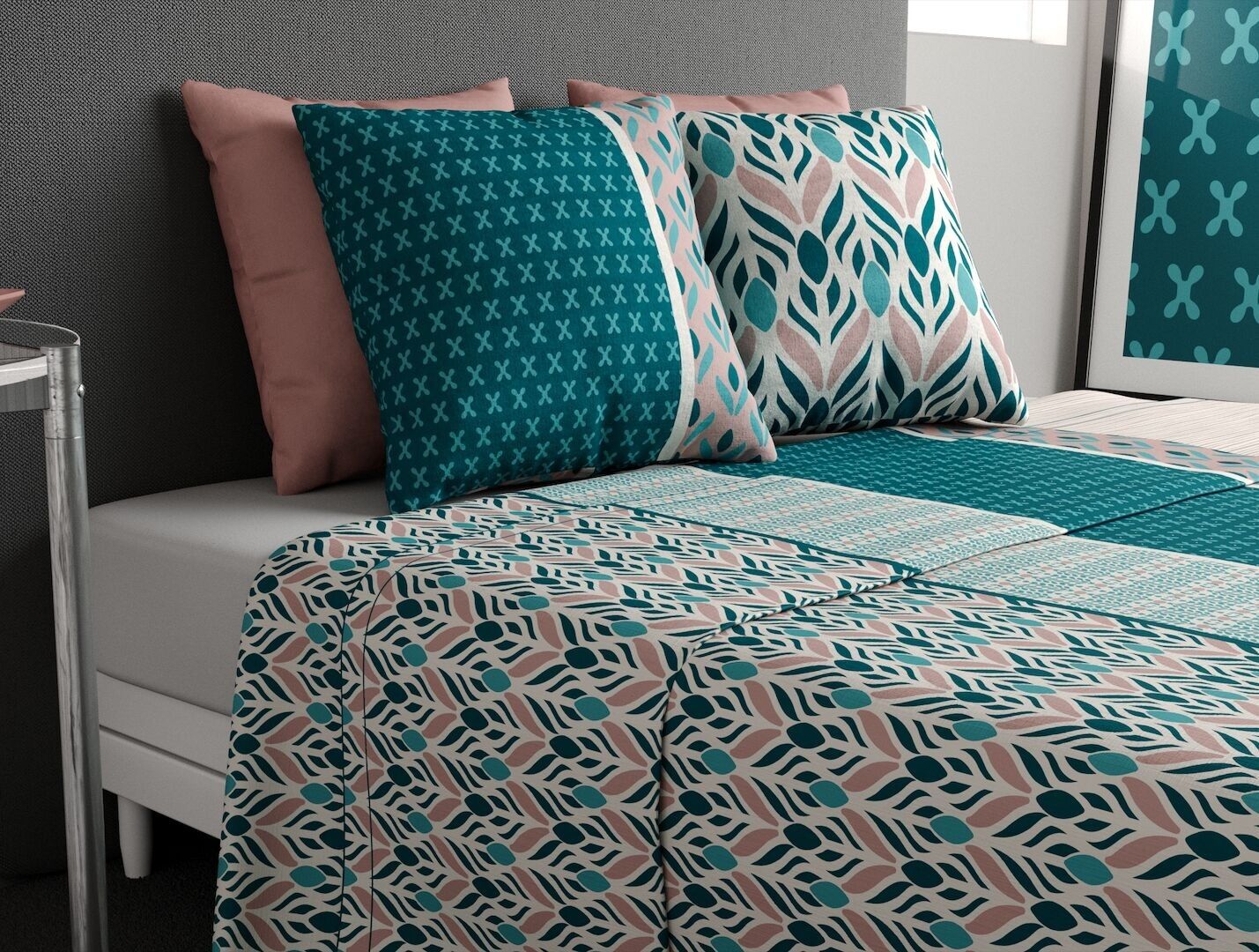 PARURE DE DRAP 4PCS 240X300CM DRAP HOUSSE 140X190CM 100% COTON 57FILS-LIMBE