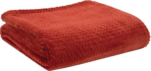 PLAID 160X130CM 100% POLYESTER 260GSM GAUFRETTE TERRACOTTA