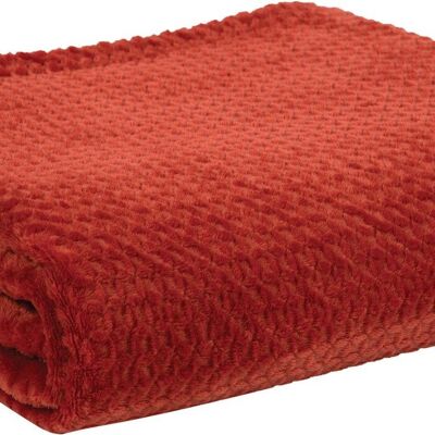 PLAID 160X130CM 100% POLYESTER 260GSM TERRACOTTA WAFER