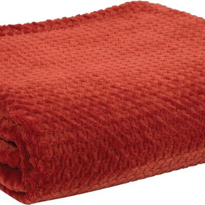 PLAID 160X130CM 100% POLYESTER 260GSM GAUFRETTE TERRACOTTA