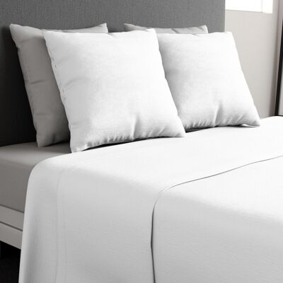 3-teiliges Bettlaken-Set, 100 % Baumwolle, 57 Fäden, 270 x 300 cm + 2 weiß