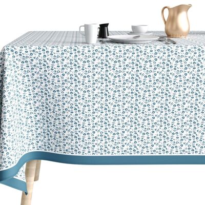 NAPPE COTON ANTI TACHE 140X200 FLEURS DES CHAMPS BLEU