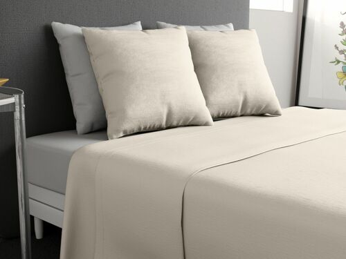PARURE DE DRAP 1 PERS 100% COTON 57FILS 180X290CM + 1 TO IVOIRE