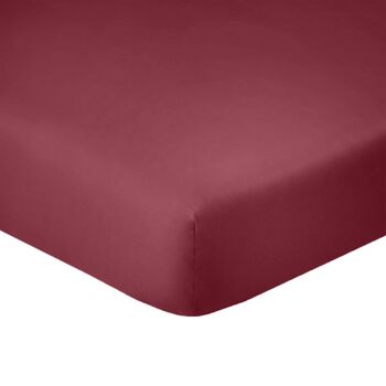 2 DRAPS HOUSSE 80X200CM BONNET 35CM 100% COTON 57FILS CERISE 1