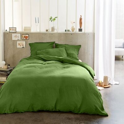 DUVET COVER SET 3PCS 240X220CM 100% WASHED LINEN 160G KIWI