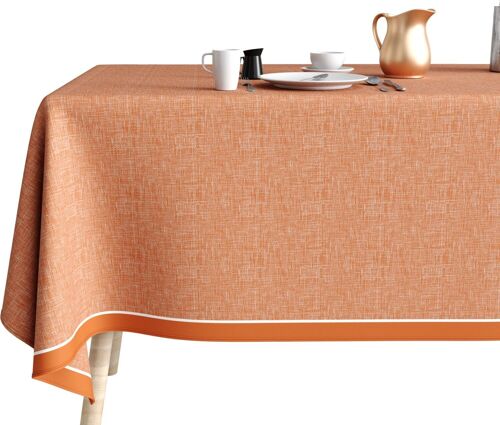 NAPPE COTON ANTI TACHE 140X250 CHAMBRAY TERRACOTTA