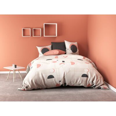 DUVET COVER SET 3PCS 240X220CM 100% CLASSIC COTTON 57 THREADS HAWA PINK