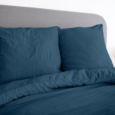 WASHED MICROFIBER SET 240X260cm NIGHT BLUE