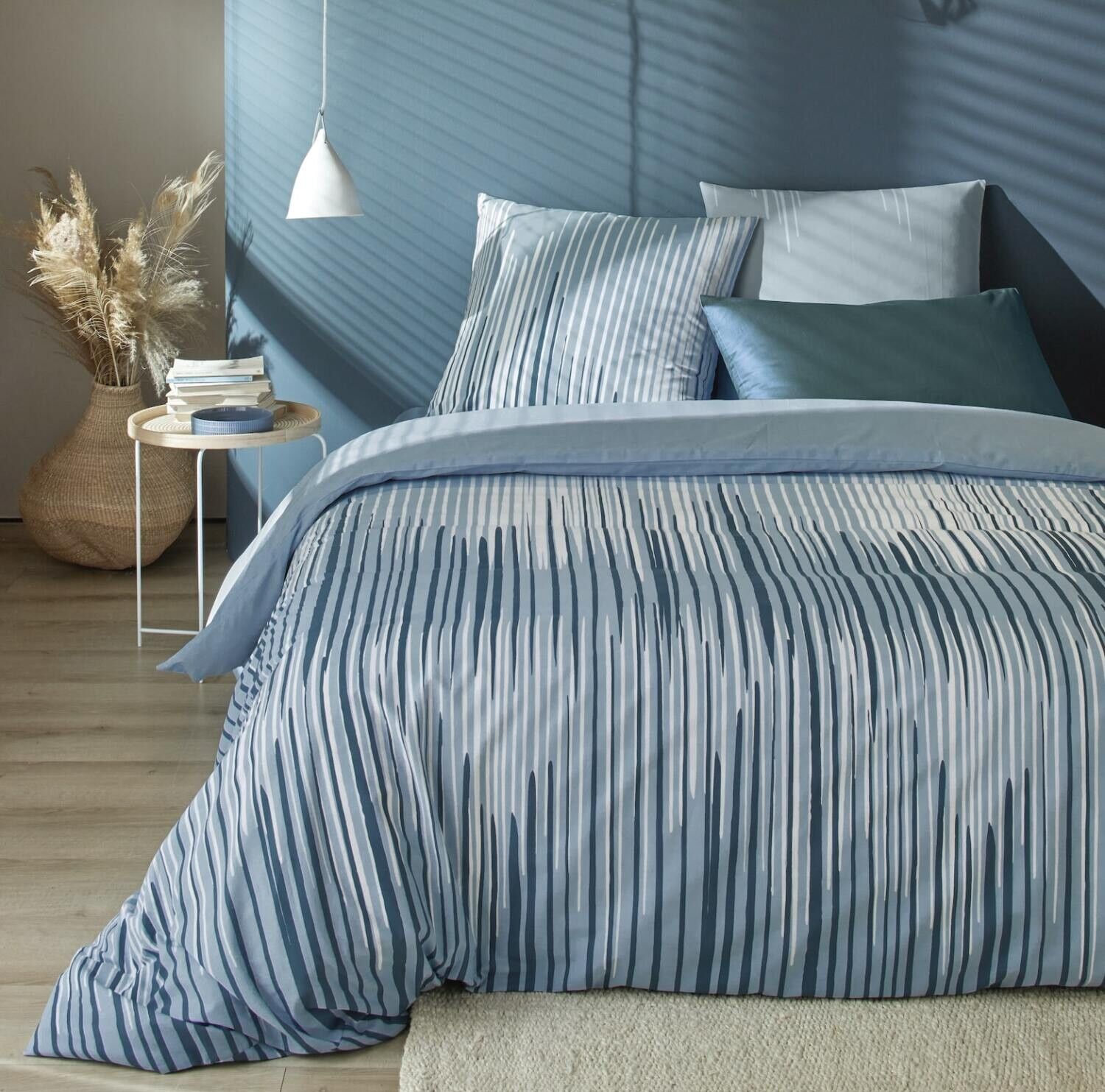 JUEGO NÓRDICO 3PCS 260X240CM 100% ALGODÓN 57 HILOS PUMORI AZUL OCÉANO