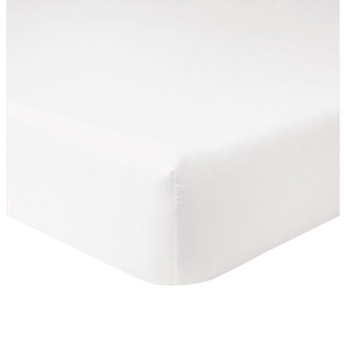 DRAP HOUSSE 160X200CM BONNET 25CM 100% COTON 57FILS/CM2 BLANC