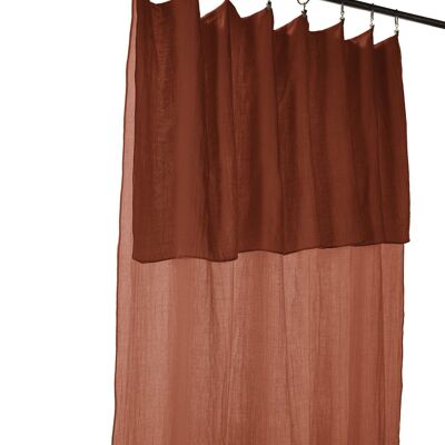 ADJUSTABLE CURTAIN 140X300CM 100% COTTON GAUZE + 8 CLIP RINGS - Terracotta