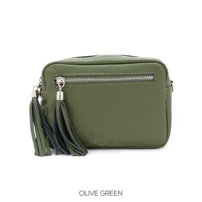 Bolso Para Cámara De Piel Verde Oliva