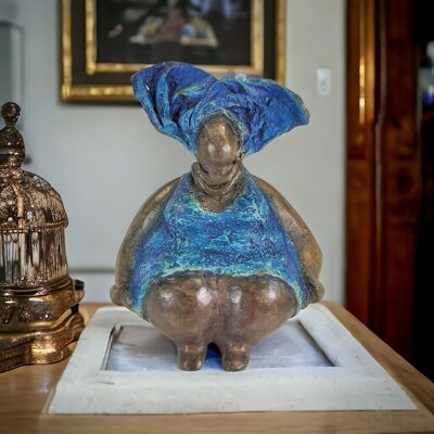 Escultura de bronce "Bobaraba Henriette" de Hamidou Ouedraogo | 16cm 1kg | Único