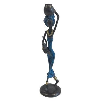 Sculpture en bronze "Femme avec enfant et amphore" de Issouf | 25 cm 2