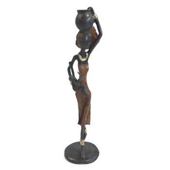 Sculpture en bronze "Femme avec enfant et amphore" de Issouf | 25 cm 6