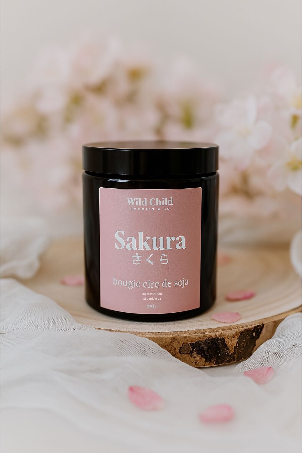 „Sakura“ – Natürliche Duftkerze – 25 Stunden
