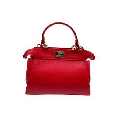 SAC A MAIN CUIR GRAINE JUDITH ROUGE