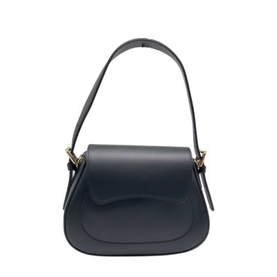 BLACK DELIANA SMOOTH LEATHER SHOULDER BAG