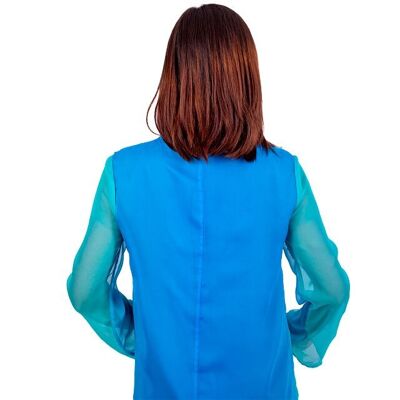 Blusa túnica de gasa grandiosa de primera calidad Made in Italy Couture-a-porter
