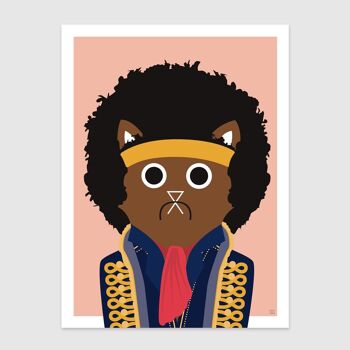 Jimi Cat Wall Art Print A4 et A3 1