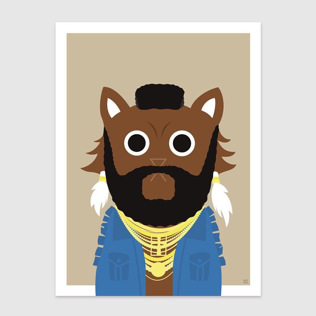 B. A. Cat Wall Art Print A4